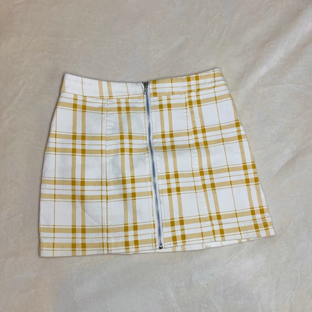 Yellow Plaid Skirt With Zipper